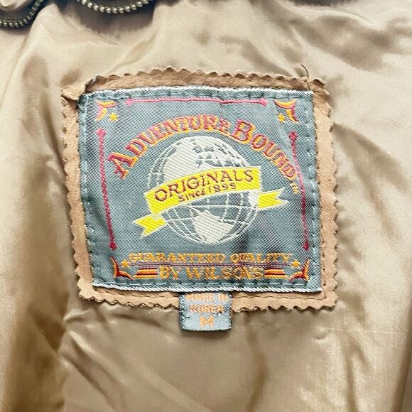 Vintage Wilsons Leather Brown Leather Adventure Bound Anorak Coat Size Medium - Picture 10 of 12